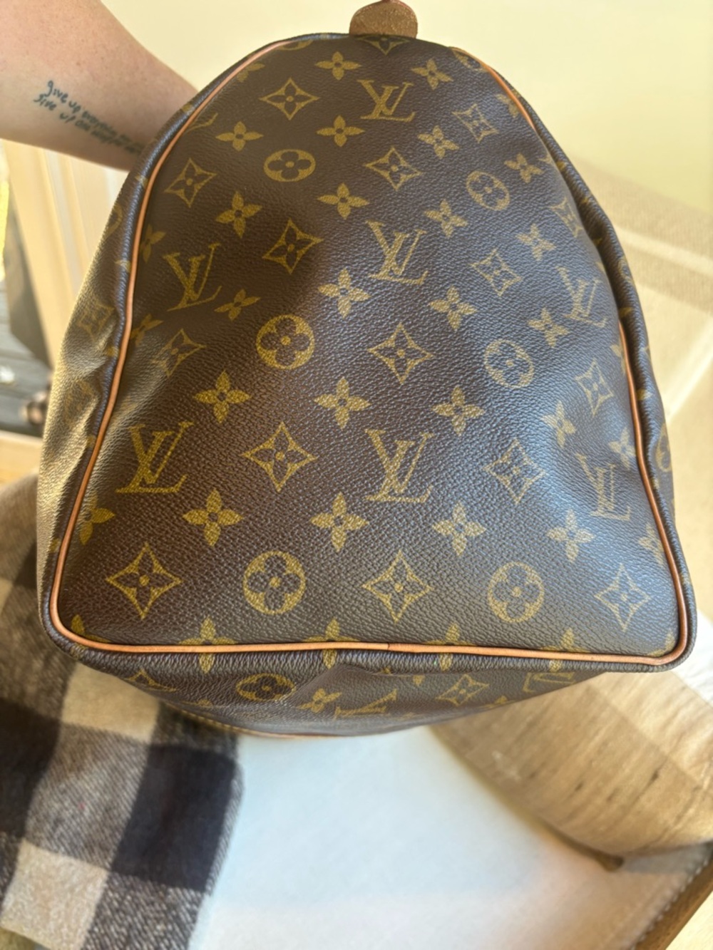 Authenticated A+ Vintage Monogram Coated Canvas Keepall 50 with Lock & Key - Picture 6 of 15